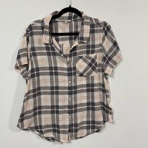 Lucky Brand Plaid Button-Up Shirt Lightweight Sz L